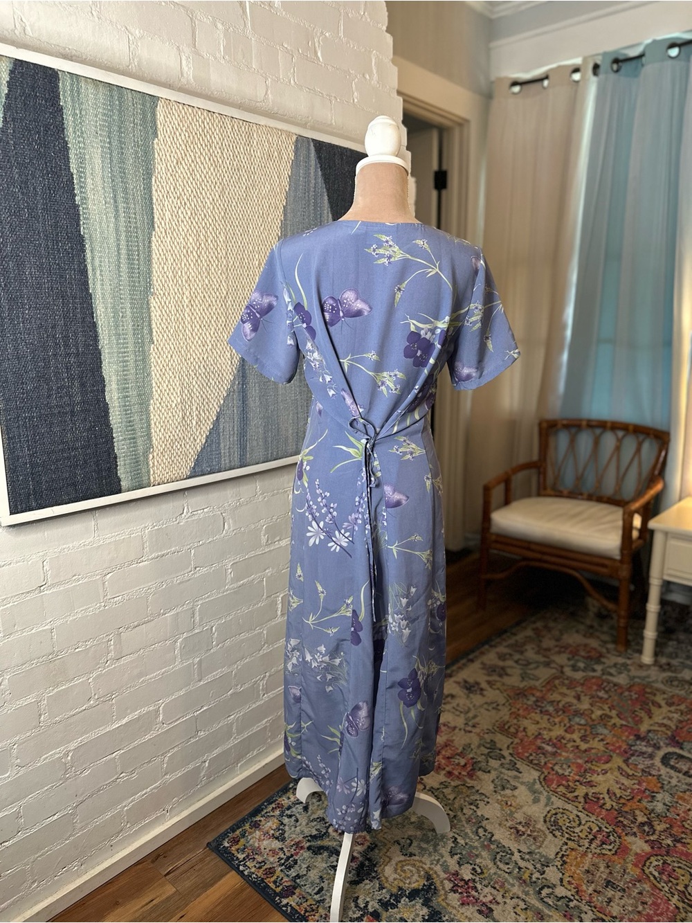 National Wildlife Federation 80s/90s Light Blue Floral Button Up Dress - Picture 8 of 12